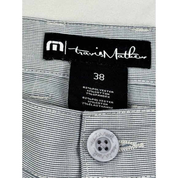 Travis Mathew Striped Golf Shorts Men's 38 Light Grey Gray Performance Chino - Picture 2 of 9